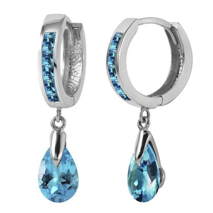 Huggie Earrings Dangling Blue Topaz