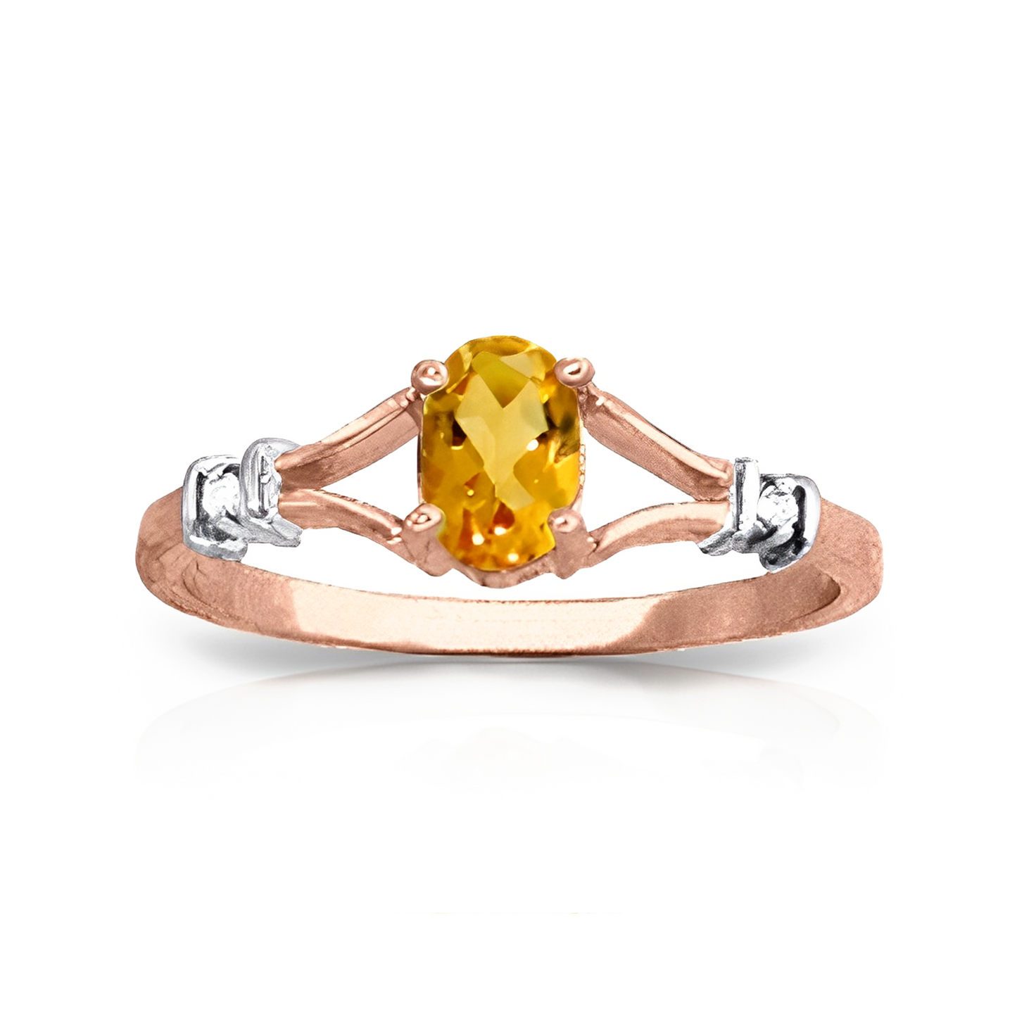 Gold Ring Natural Diamond Citrine