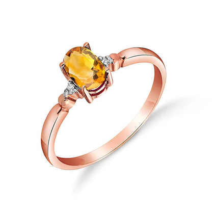 Solid Yellow Gold Citrine Rules Citrine Diamond Ring