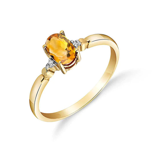 Solid Yellow Gold Citrine Rules Citrine Diamond Ring