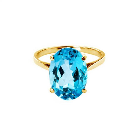 Gold Ring Oval Blue Topaz