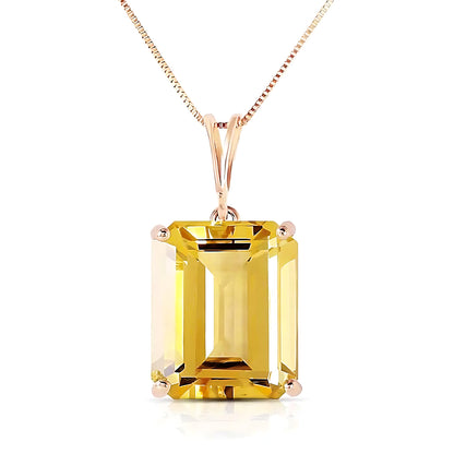 Gold Necklace Octagon Citrine