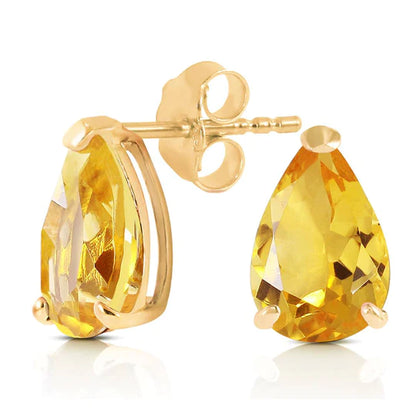 Gold Stud Earrings Citrines