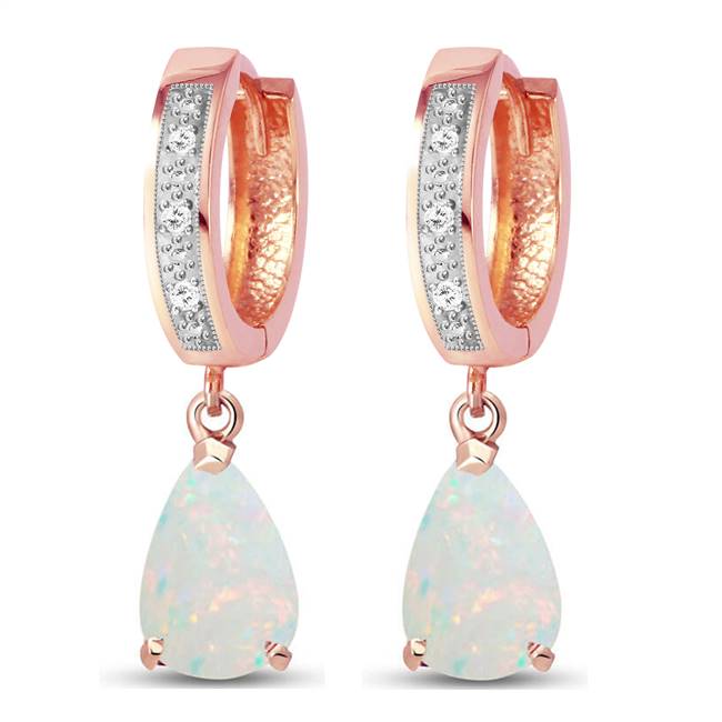 Hoop Earrings Diamond Opal