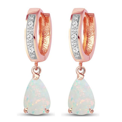 Hoop Earrings Diamond Opal