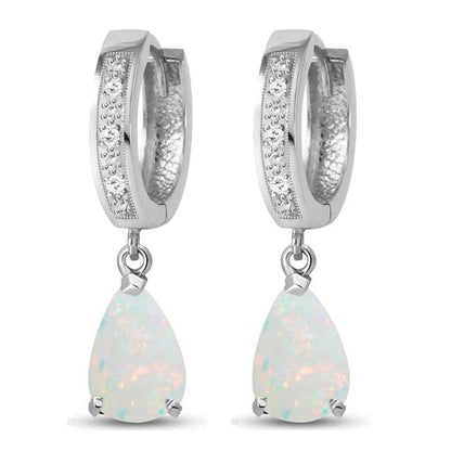 Hoop Earrings Diamond Opal