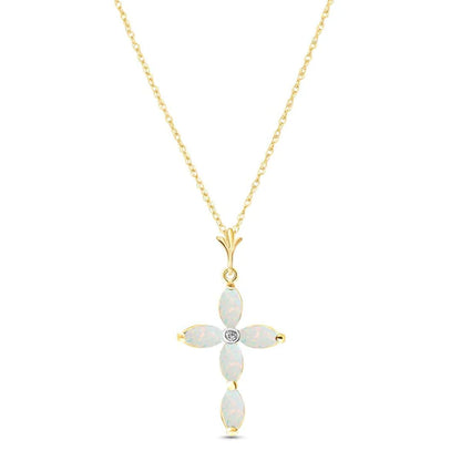 Gold Necklace Diamond Opals