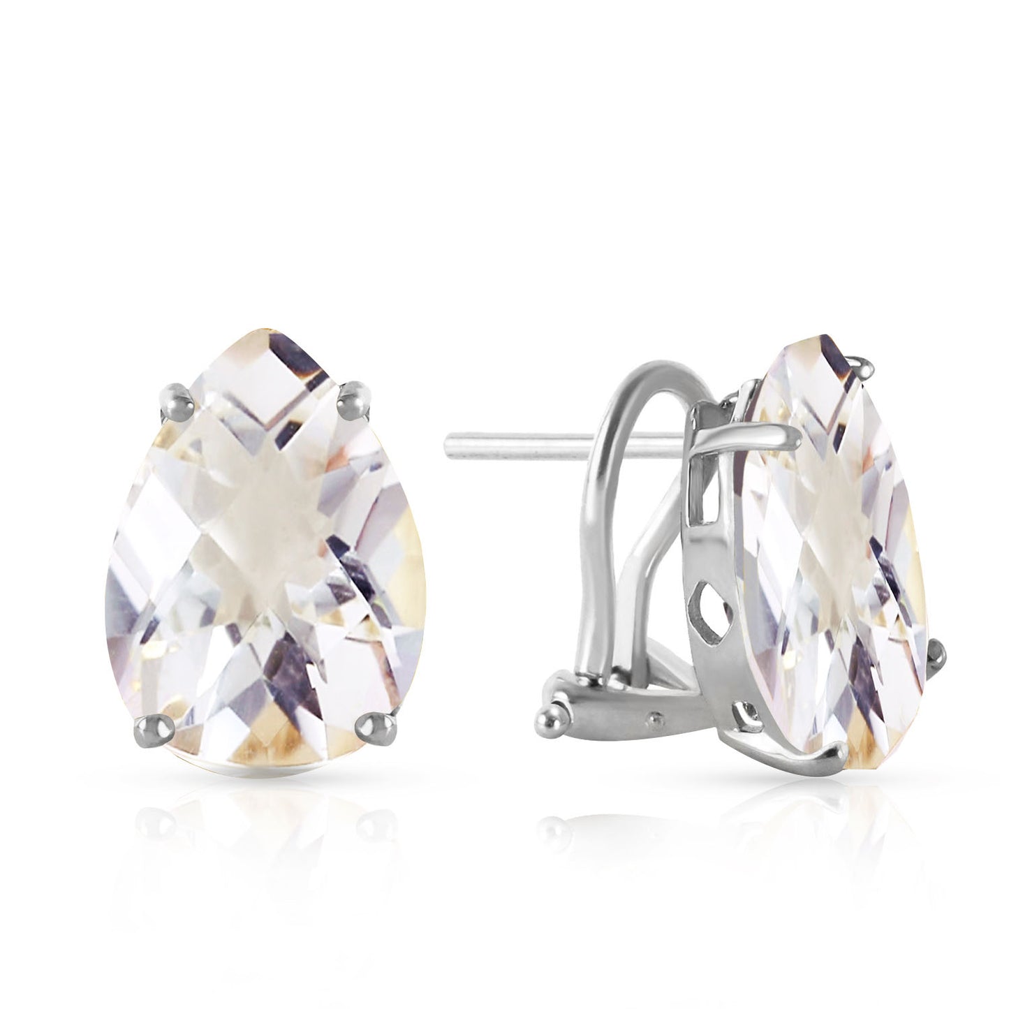 French Clips Earrings Natural White Topaz