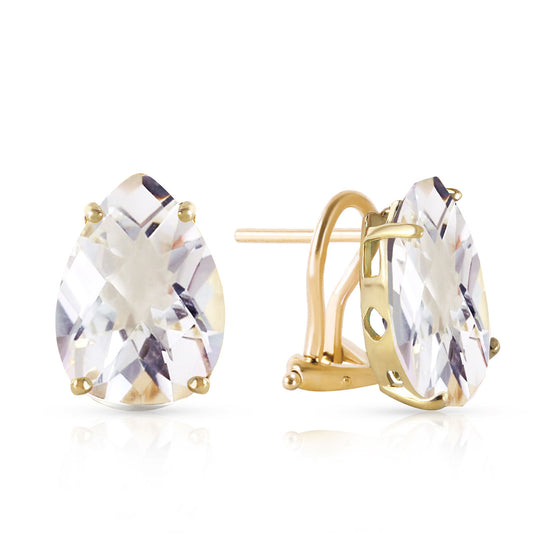 French Clips Earrings Natural White Topaz