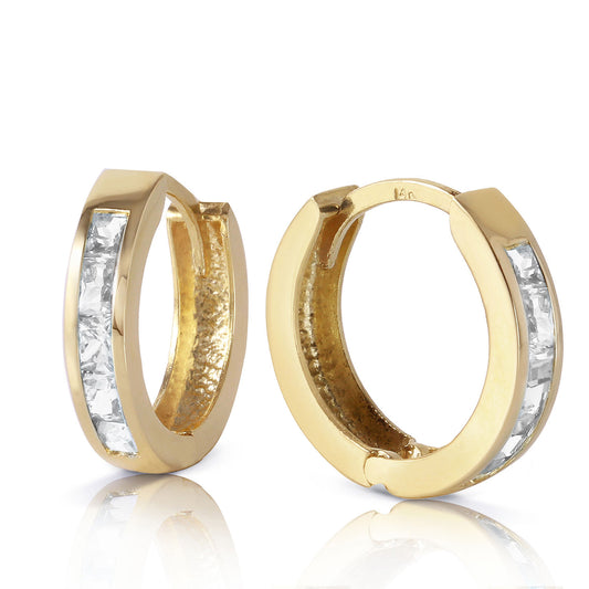 Hoop Huggie Earrings White Topaz