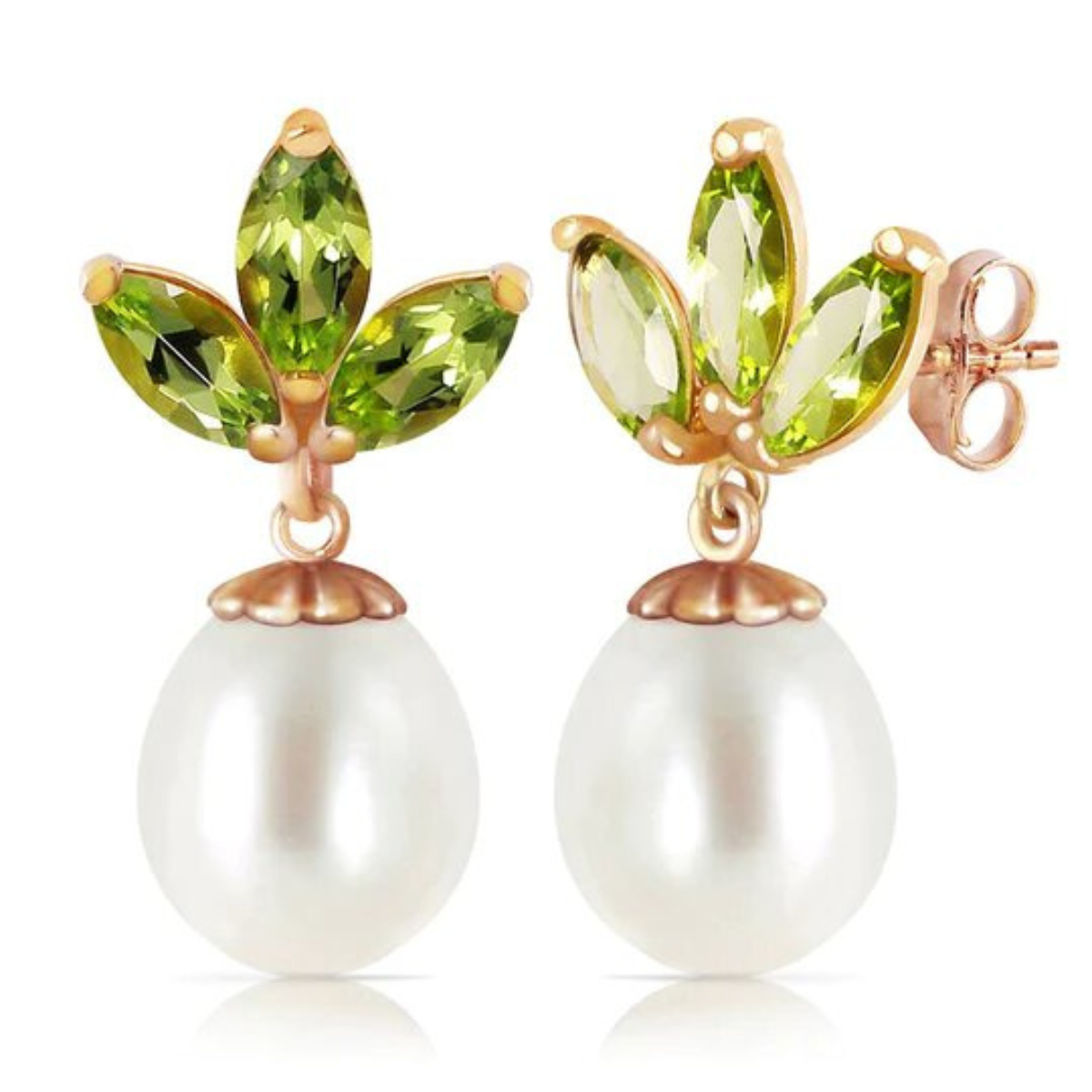 Dangling Earrings Pearl Peridot