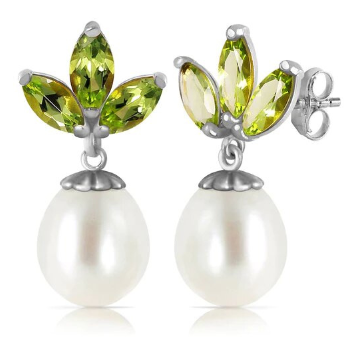 Dangling Earrings Pearl Peridot