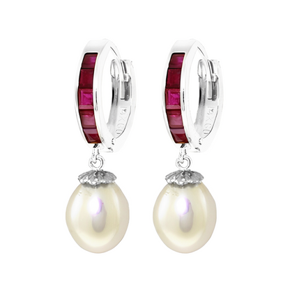 Gold Hoop Earrings Rubies Pearls