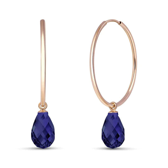 Gold Hoop Earrings Sapphires