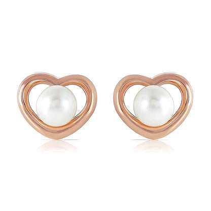 14K Gold Heartstud Earrings Pearls