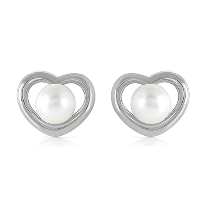 14K Gold Heartstud Earrings Pearls