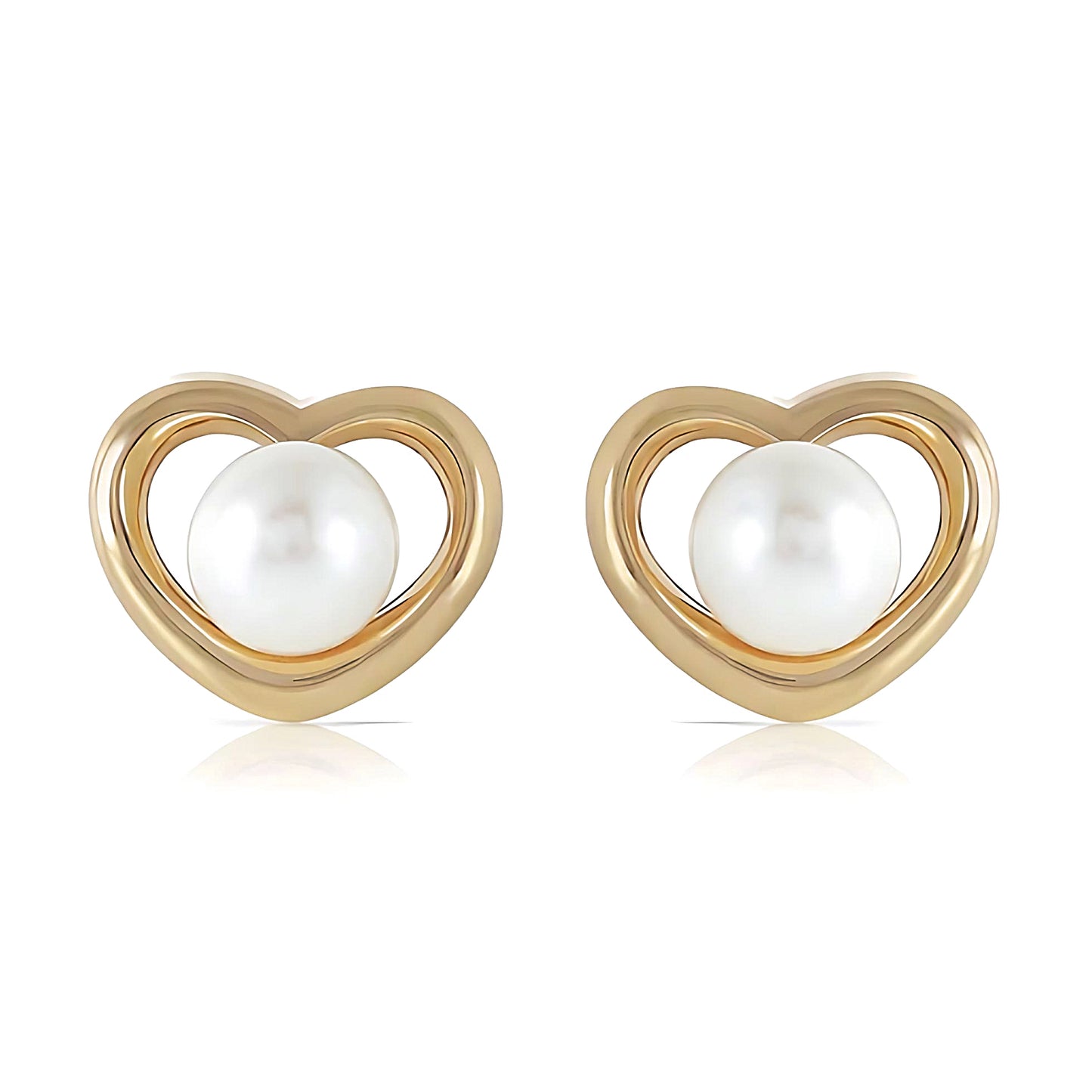 14K Gold Heartstud Earrings Pearls