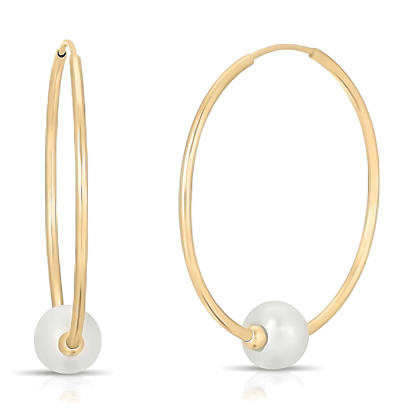 Gold Hoop Earrings Pearls