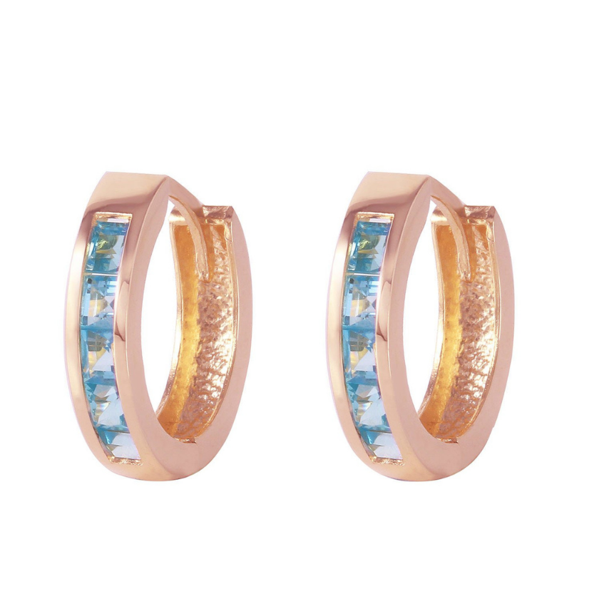 Hoop Huggie Earrings Blue Topaz