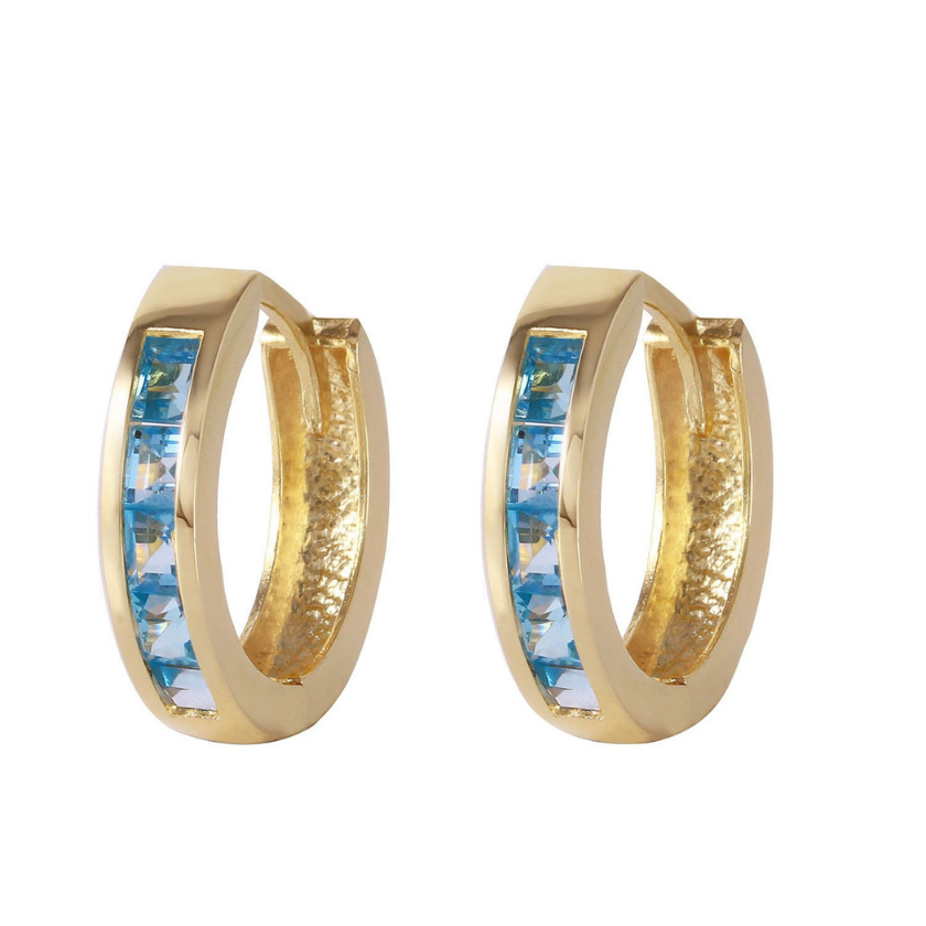 Hoop Huggie Earrings Blue Topaz