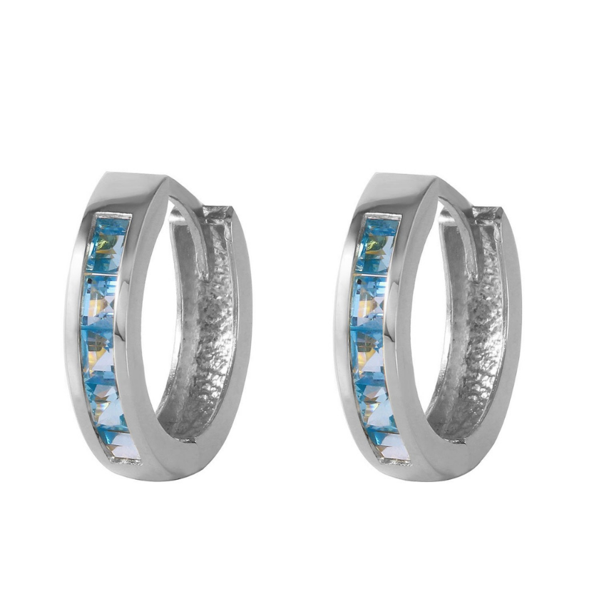 Hoop Huggie Earrings Blue Topaz